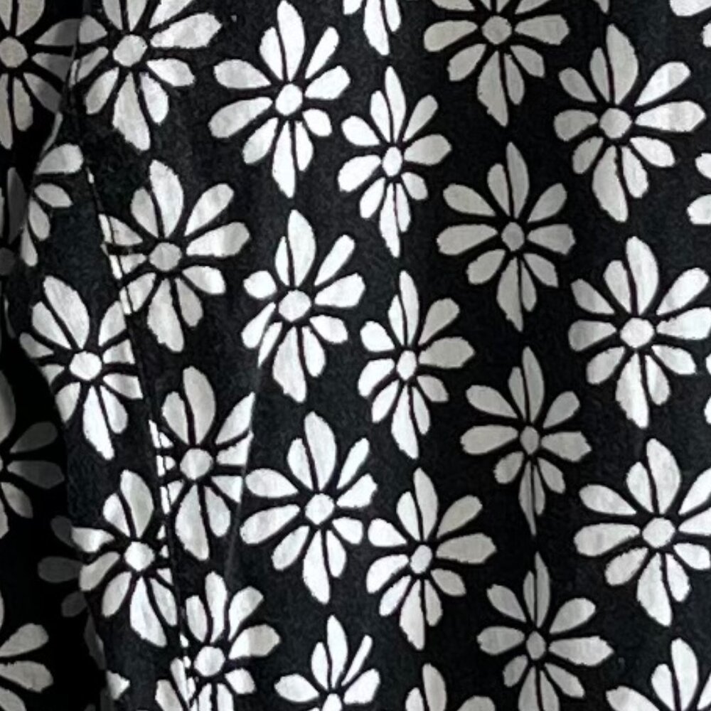 Rachel Zoe Women Medium 100% linen wide leg pants black white floral boho flowy - Picture 5 of 12